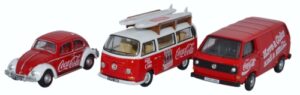 Oxford Diecast 76SET60CC 3 Piece VW Set - Coca Cola  - 1:76 Scale