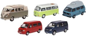 Oxford Diecast 76SET67 5 Piece VW Camper Set T1/T2/T3/T4/T5/  - 1:76 Scale