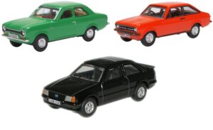 Oxford Diecast 76SET70 Ford Escort Set Mk1/Mk2/XR3i (3 Piece)  - 1:76 Scale