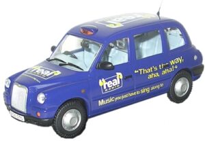 Oxford Diecast 76TX4003 TX4 Taxi - Real Radio  - 1:76 Scale