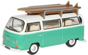 Oxford Diecast 76VW007 VW Bus Pastel Green/White w.Surfboards  - 1:76 Scale