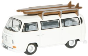 Oxford Diecast 76VW011 VW T2 Bus C/W Surfboards - Pastel White  - 1:76 Scale