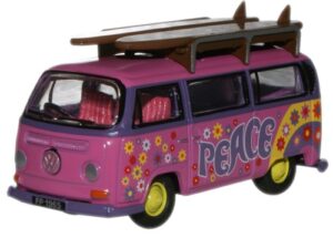 Oxford Diecast 76VW017 VW T2 Minibus/Surfboards - Flower Power  - 1:76 Scale