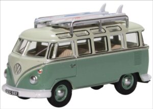 Oxford Diecast 76VWS005 VW T1 Samba Bus/Surfboards Turquoise/Blue White - 1:76 Scale