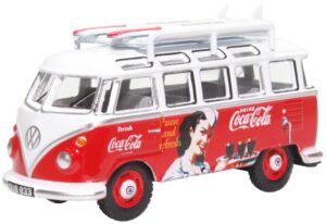 Oxford Diecast 76VWS008CC VW T1 Bus and Surfboards Coca Cola  - 1:76 Scale