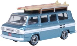 Oxford Diecast 87CG61001 Chevrolet Corvair Greenbrier Passenger Wagon Turq/Cameo White 1961 - 1:87 Scale