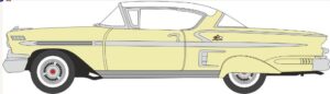 Oxford Diecast 87CIS58002 Chevrolet Impala Sport Coupe 1958 Colonial Cream/Snowcrest White - 1:87 Scale