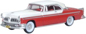 Oxford Diecast 87CNY55001 Chrysler New Yorker Deluxe Coupe 1955 St. Regis Tango Red/Platinum - 1:87 Scale