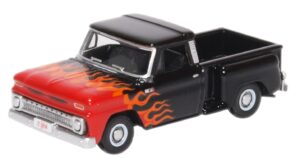 Oxford Diecast 87CP65004 Chevrolet Stepside Pick Up 1965 Black/Flam  - 1:87 Scale