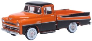 Oxford Diecast 87DP57004 Dodge D100 Sweptside Pick Up 1957 Omaha Orange and Jewel Black - 1:87 Scale