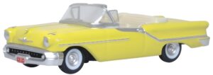 Oxford Diecast 87OC57001 Oldsmobile 88 Convertible 1957 Yellow Coronado (Roof Down) - 1:87 Scale