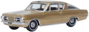 Oxford Diecast 87PB65001 Plymouth Barracuda Gold 1965  - 1:87 Scale