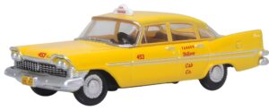 Oxford Diecast 87PS59002 Plymouth Belvedere Sedan 1959 Tanner Yellow Cab Co. S California - 1:87 Scale