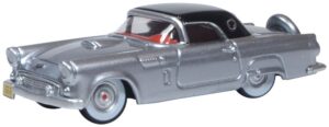 Oxford Diecast 87TH56007 Ford Thunderbird 1956 Thunderbird Grey Metallic/Raven Black - 1:87 Scale