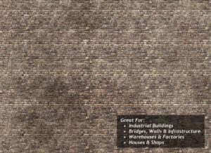 Scale Model Scenery  TX245 - OO/HO Light Weathered Random Ashlar Brick Texture Paper (x5)
