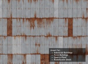 Scale Model Scenery  TX280 - OO/HO Rusty & Weathered Corrugated Iron Texture Paper (x5)