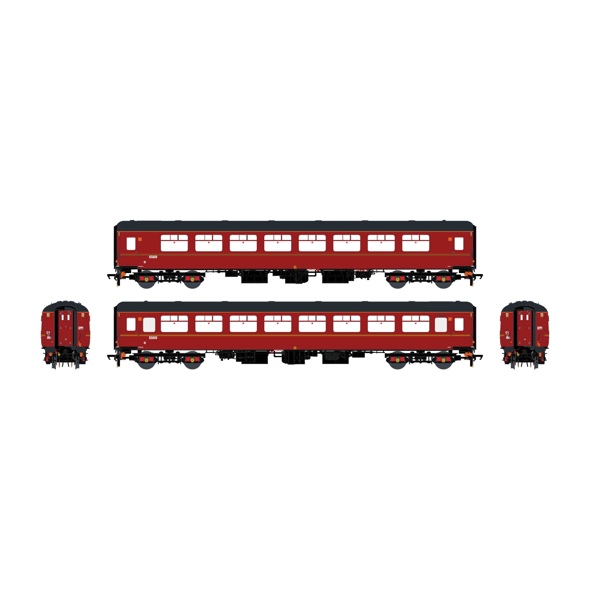 Accurascale ACC2917 - BR Mk.2c (small toilet window) TSO 5569 Maroon (South Wales & West) - OO gauge