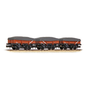 Graham Farish 377-492 5 Plank China Clay 3-Wagon Pack BR Bauxite (Early) with Flat Canopy - N Gauge