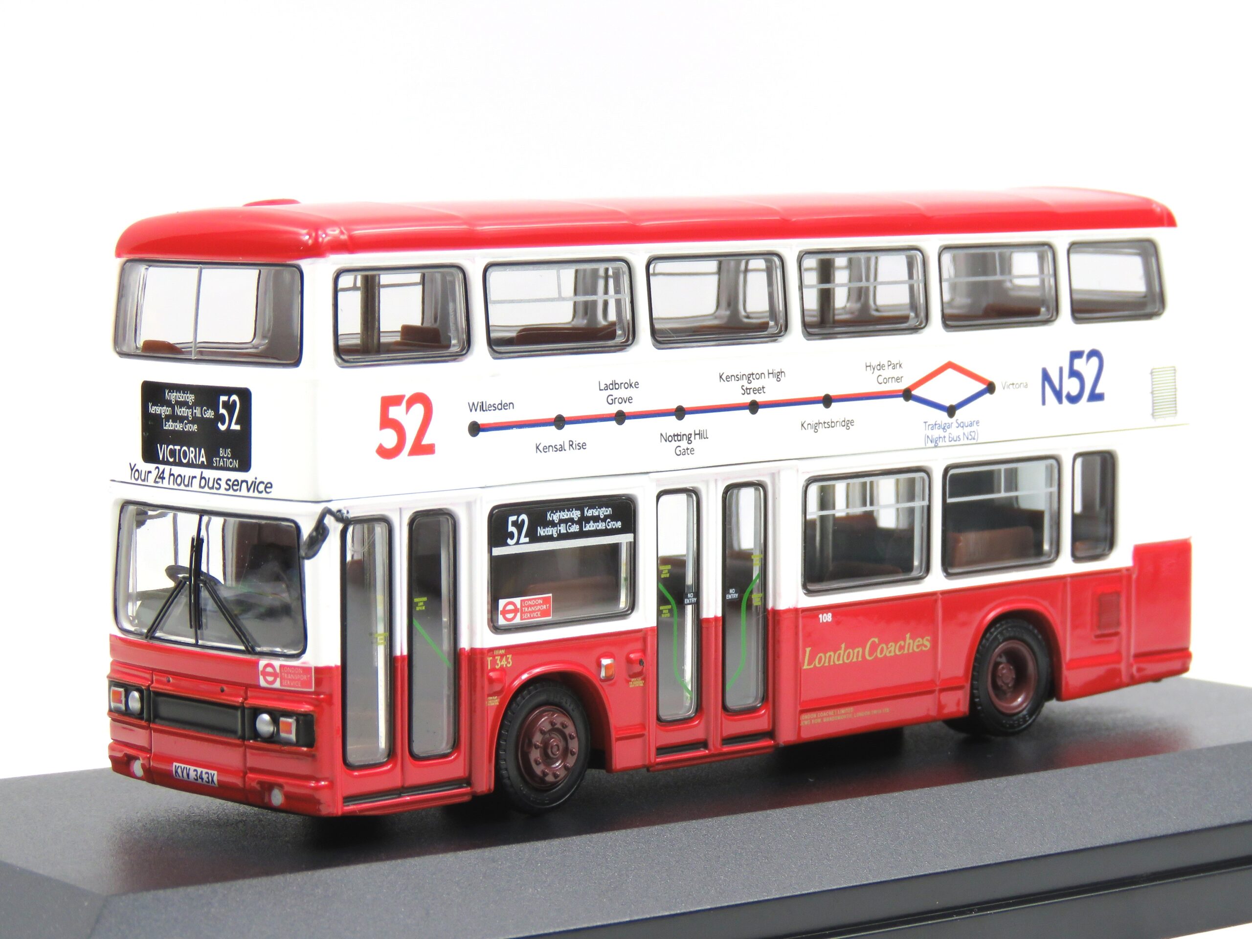 EFE Road E28831 - Leyland Titan B15 London Coaches T343 Route 52 Victoria Bus Station - 1:76 Scale