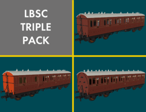 Rapido 978201 LBSC Mahogany 'Evolution' Non-Corridor Carriage Pack - OO Gauge