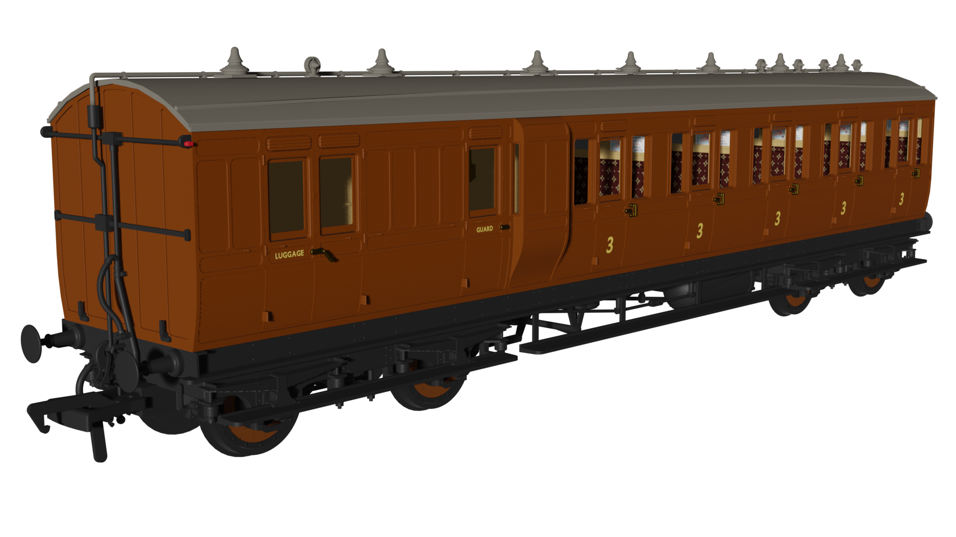 Rapido 978245 Generic Brown 'Evolution' Non-Corridor Carriage Brake Third - OO Gauge