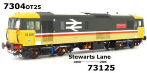 Heljan 7304OT25. Class 73/1 Electro-Diesel|73125 'Stewarts Lane 1860-1985'|In Inter City Executive Livery O Gauge