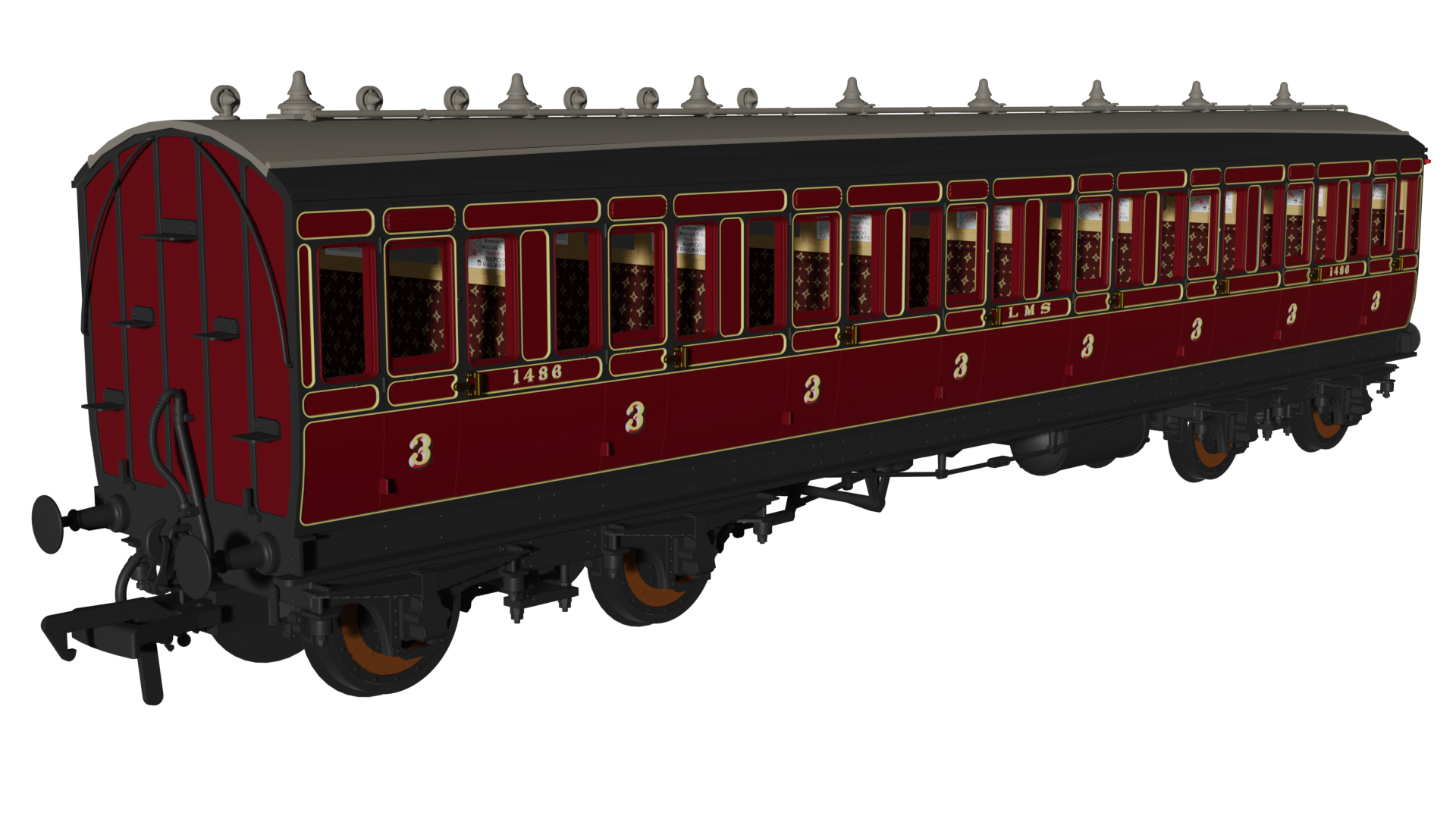 Rapido 978155 LMS Period 1 Evolution Non-Corridor Carriage Pack - OO Gauge