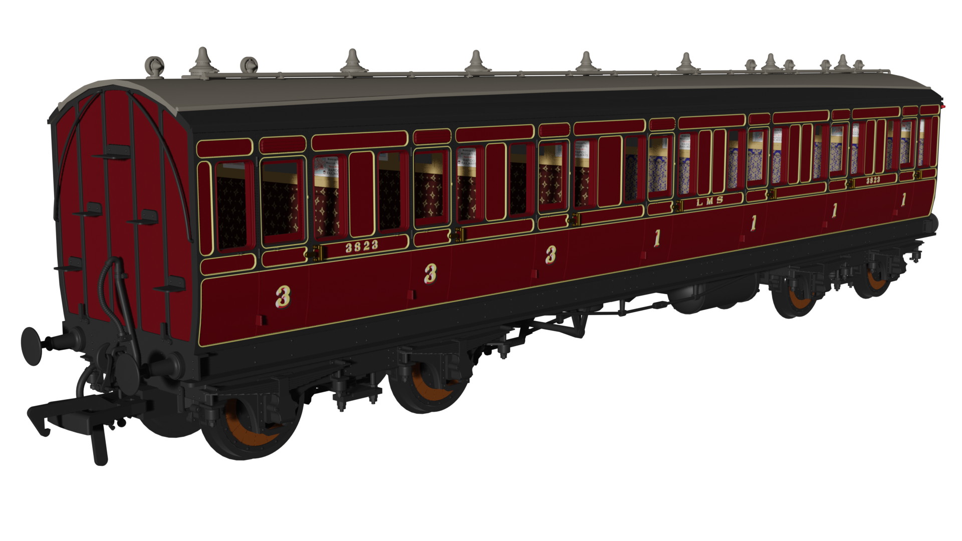 Rapido 978155 LMS Period 1 Evolution Non-Corridor Carriage Pack - OO Gauge