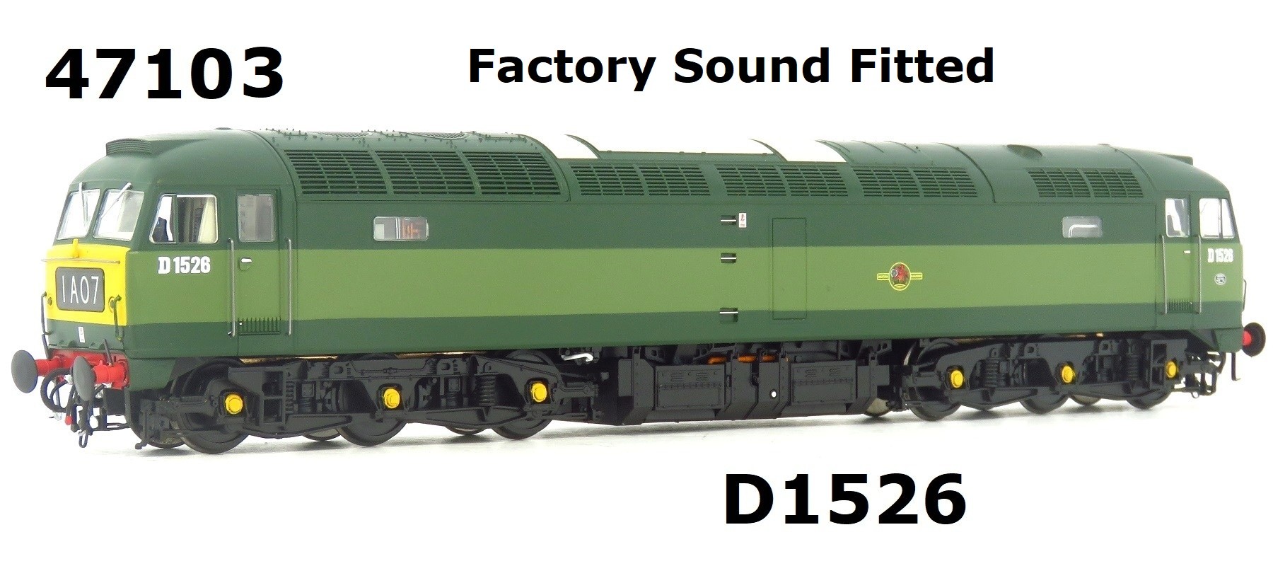 Heljan 47103 Class 47, D1526 in BR Green Livery with Small Yellow Panels OO Gauge DCC Sound