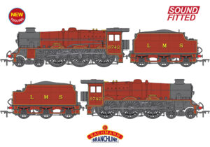 Branchline 35-975SF LMS Jubliee with Double Chimney & Riveted Stanier Tender 5742 'Connaught' LMS Crimson Lake SOUND FITTED - OO Gauge
