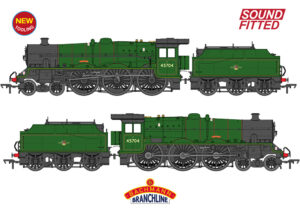 Branchline 35-977SF LMS Jubilee with Riveted Fowler Tender 45704 'Leviathan' BR Lined Green (Late Crest) SOUND FITTED - OO Gauge