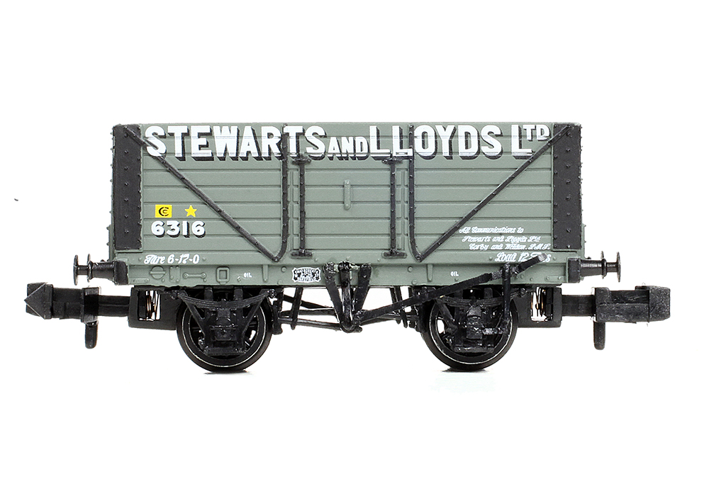 Graham Farish 377-150C 8 Plank Wagon Fixed Ends 'Stewarts & Lloyds Ltd' Grey - N Gauge