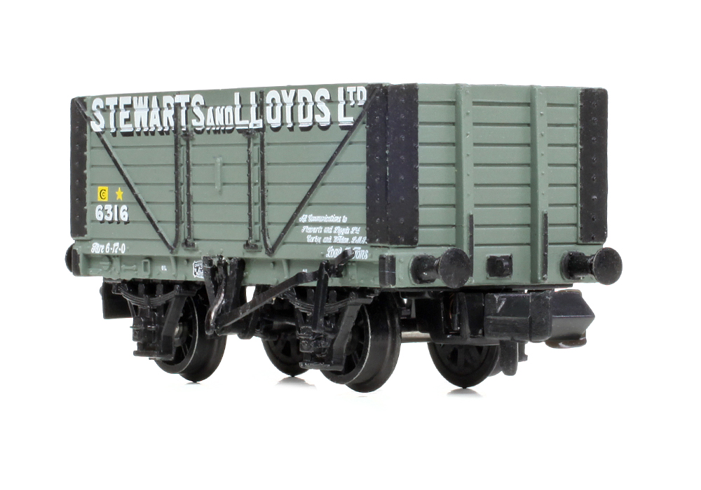 Graham Farish 377-150C 8 Plank Wagon Fixed Ends 'Stewarts & Lloyds Ltd' Grey - N Gauge