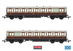 EFE Rail E86028 54ft non-Corridor Brake Third Caledonian Railway Plum & Off-White - OO Gauge