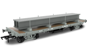 Rapido 985012 WD 35T Rectank No.702 - LMS Grey (Girder Load on Bolsters) - OO Gauge