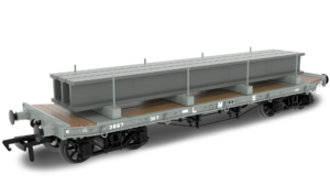 Rapido 985013 WD 35T Rectank No.3867 - LMS Grey  (Girder Load on Bolsters) - OO Gauge