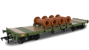 Rapido 985018 WD 35T Rectank No.84022 - Army Green (Pipe Load) - OO Gauge