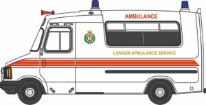 Oxford Diecast 76HAN002 Bedford CF Hanlon Ambulance London Ambulance Service (OFAH) - 1:76 Scale