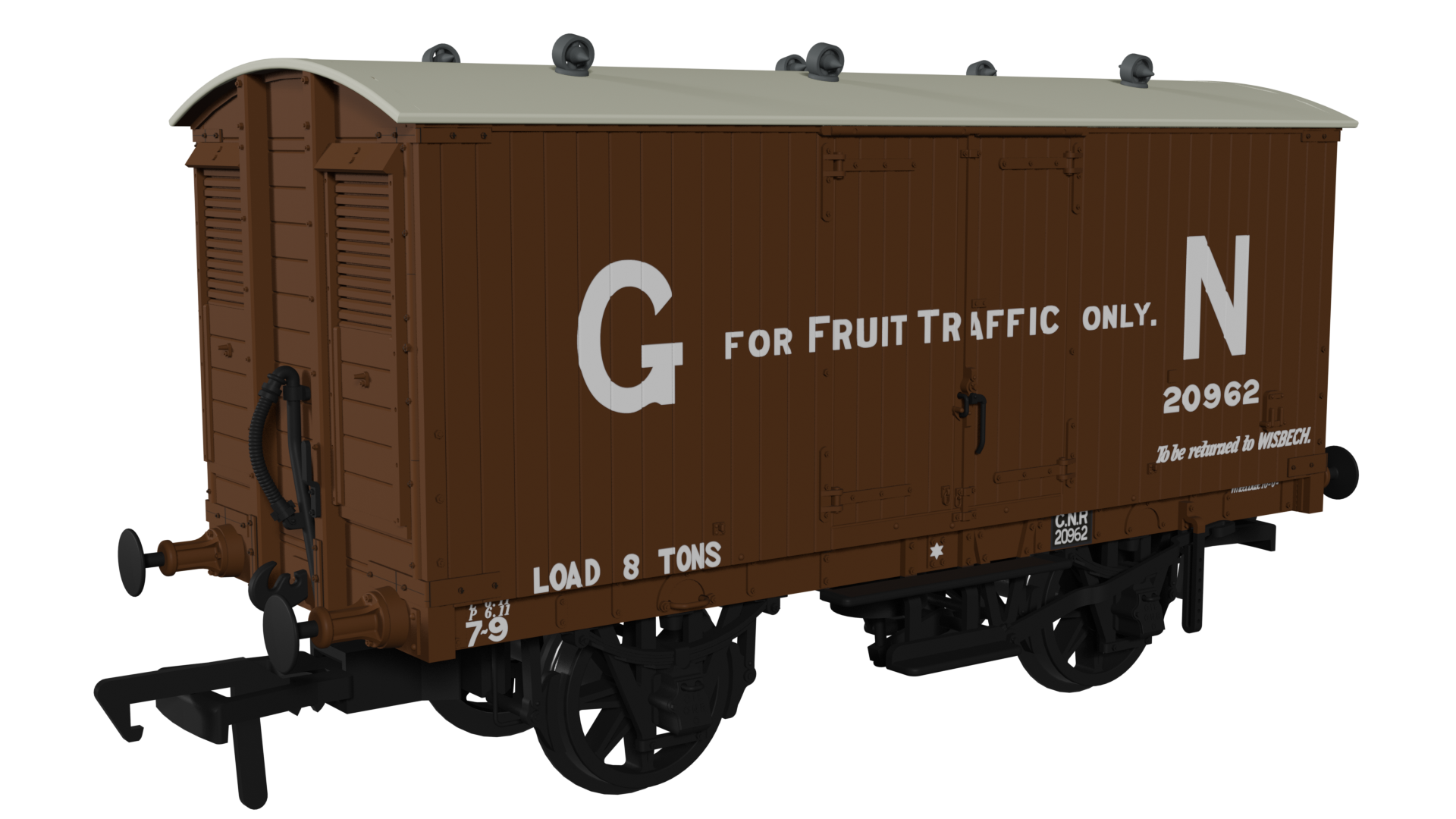 Rapido Trains 930005 GNR 8 Ton Van – GN Fruit Livery No.20962 OO Gauge