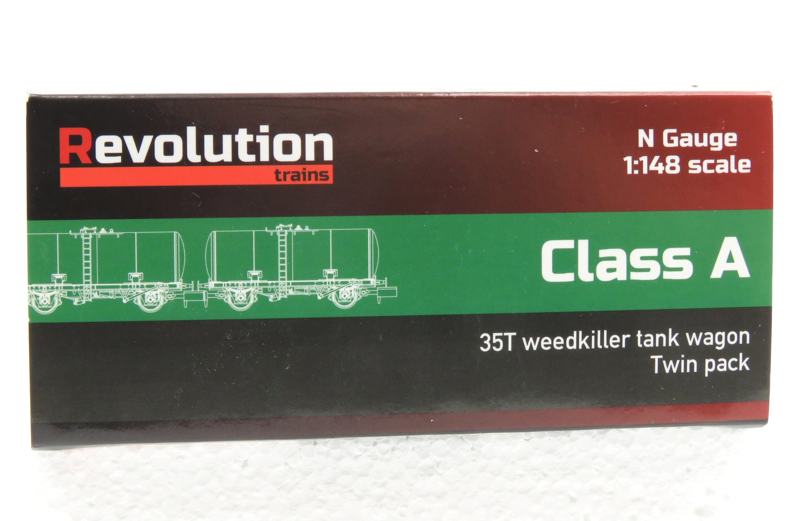 Revolution Trains 35t Class A Tank N Gauge in Chipmans Weedkiller Train Water only Black Livery N35TA-206A TWIN PACK