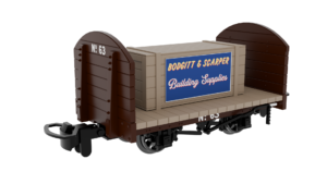 Rapido Trains UK 833202 Round Ended Flat – Plain Brown No. 63 (with removable crate) OO9 Gauge (Copy)