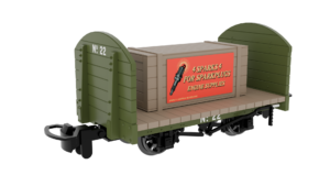Rapido Trains UK 833205 Round Ended Flat – Plain Green No. 22 (with removable crate) OO9 Gauge (Copy)