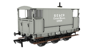 Rapido Trains UK 931018 SECR 6 Wheel Brake Van – No. 12064 – SE&CR Wainwright Light Grey OO Gauge
