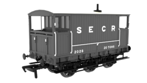 Rapido Trains UK 931020 SECR 6 Wheel Brake Van – No. 2028- SECR Maunsell Dark Grey OO Gauge