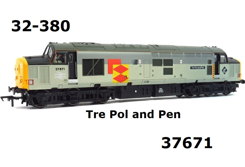 Bachmann 32-380P Class 37 37671 "Tre Pol and Pen" In Railfreight Distribution Livery OO Gauge PREOWNED DCC READY