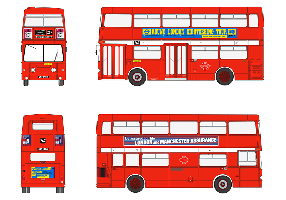 EFE E43002 Daimler Fleetline DMS146 London Transport Route 267 Hampton Court Stn - 1:76 (OO) Scale