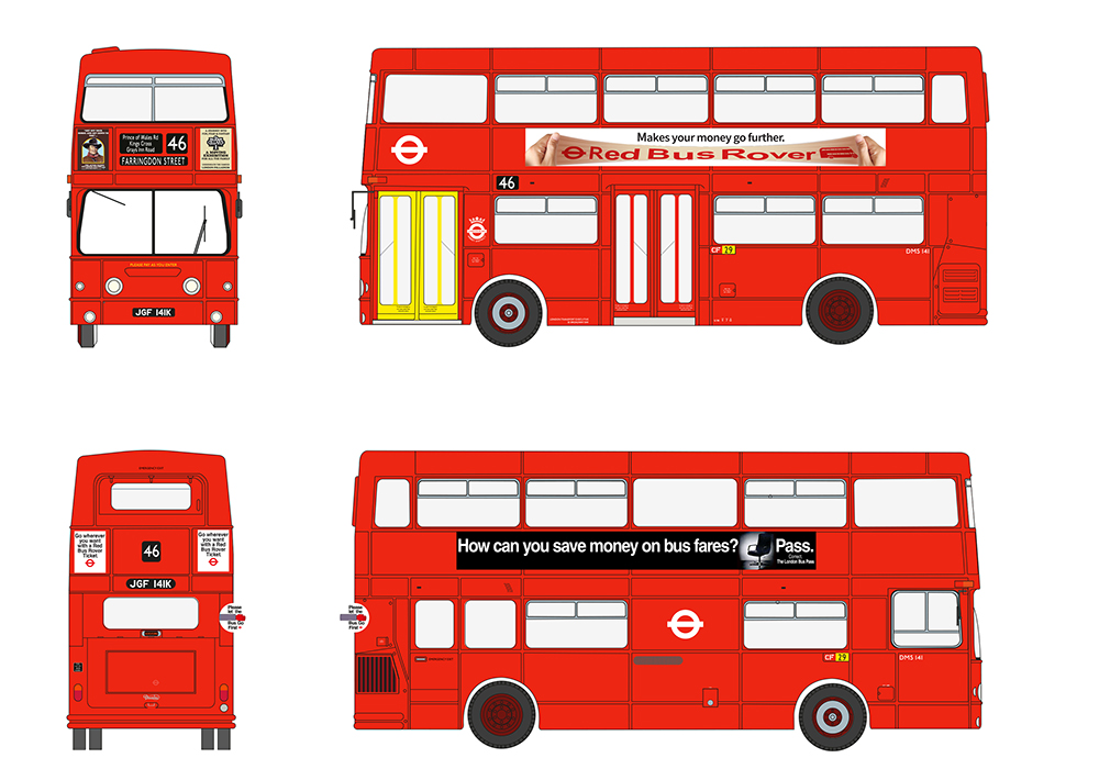 EFE E43003 Daimler Fleetline DMS141 London Transport Route 46 Farringdon Street - 1:76 (OO) Scale