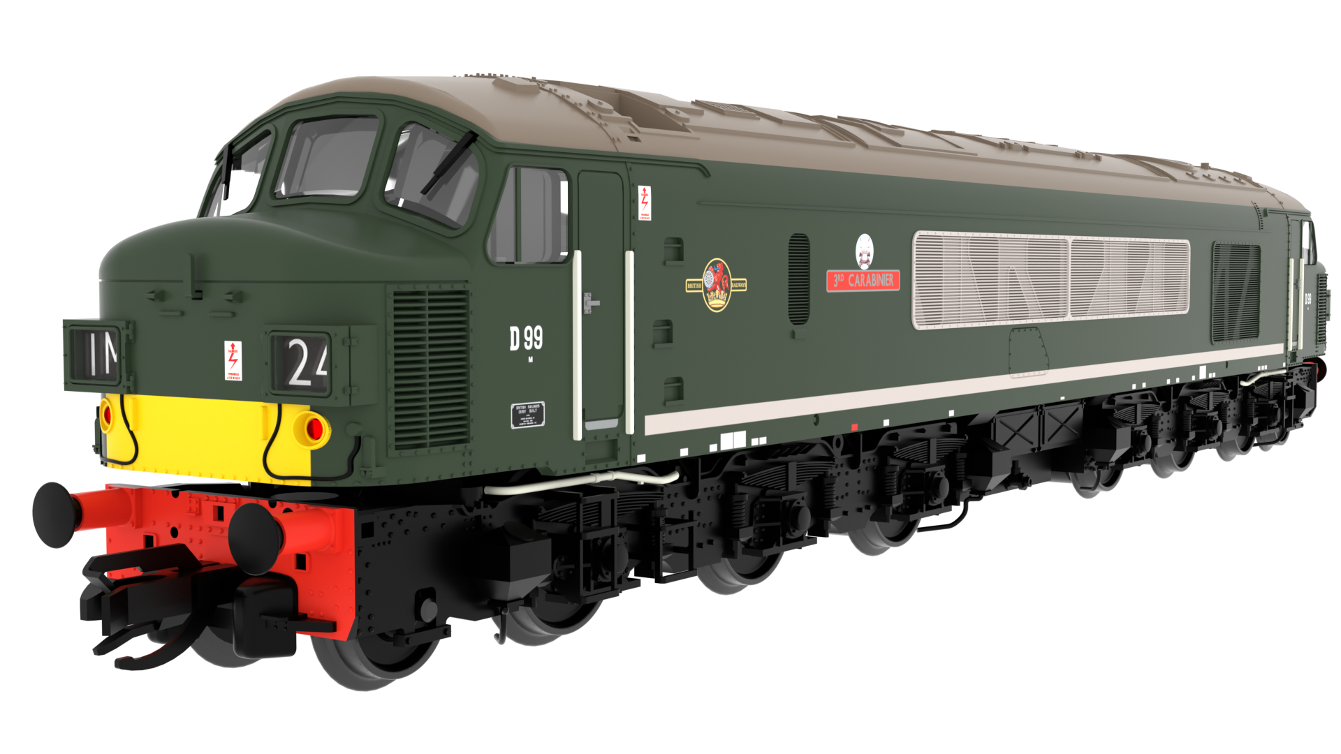 Rapido 823102 Class 45 D99 "3rd Carabinier" BR Green With Small Yellow Panels - TT Gauge