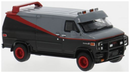 Brekina BRE18250 - Art Nr 18250 The A Team GMC Vandura Black/Red 1983 - 1:87 Scale