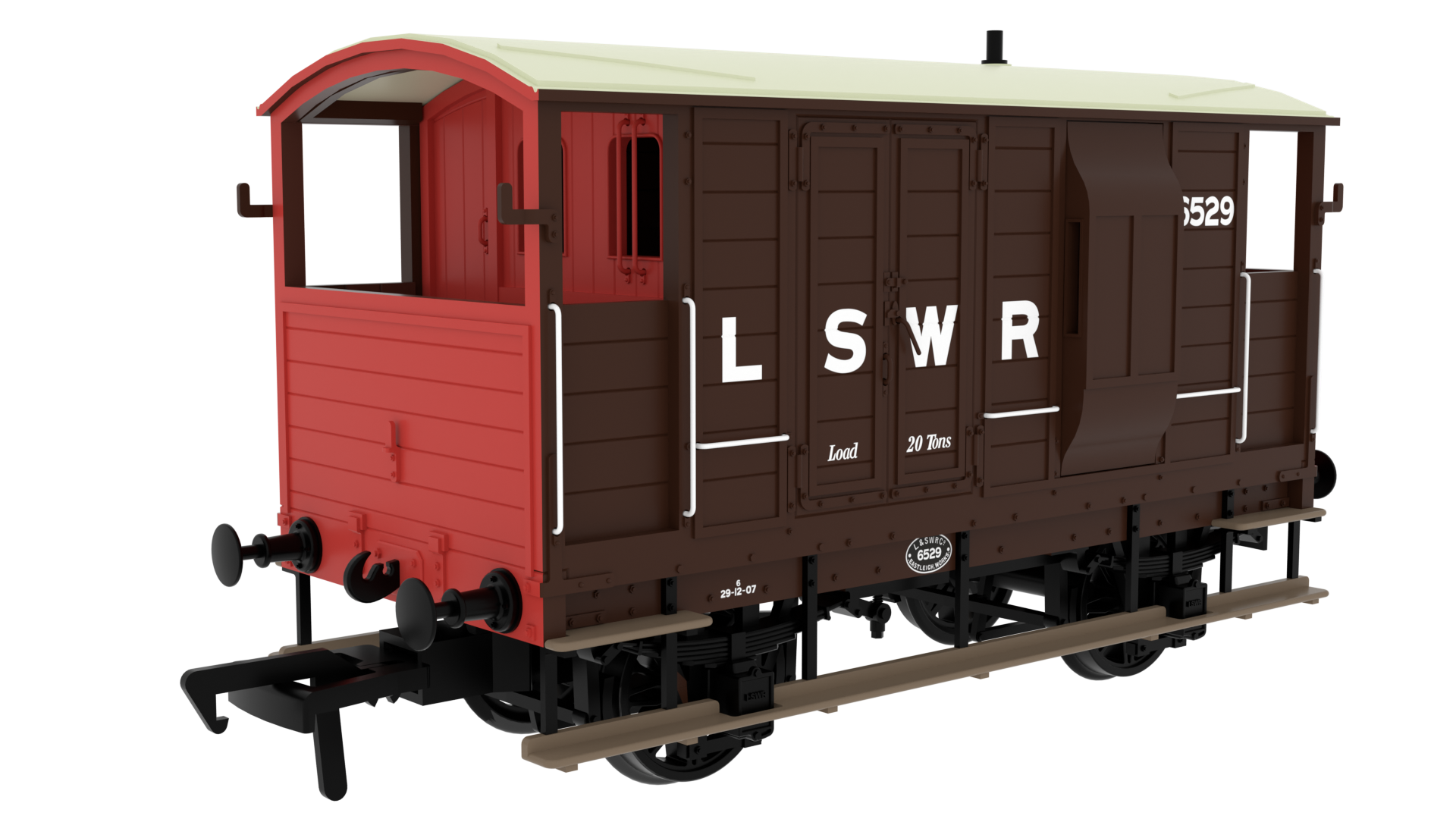 Rapido Trains 820001 | LSWR/WD 20T Brake Van - No. 6529 LSWR Brown - OO Gauge